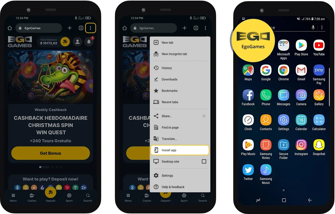 EgoGames Casino-sovelluksen kuvakaappaus